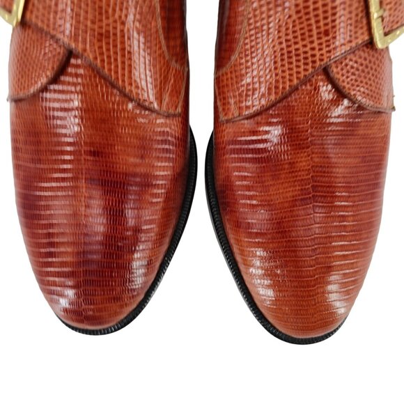 NEW Exotic Teju Lizard Monk Strap Loafers Mens 11.5 PALOMINO Dress Shoes Mexico - Picture 13 of 14